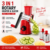 Table Top Drum Grater – Manual Vegetable Cutter, Slicer & Grater | Multi-Functional 3-in-1 Kitchen Gadget for Effortless Food Prep (Random color)