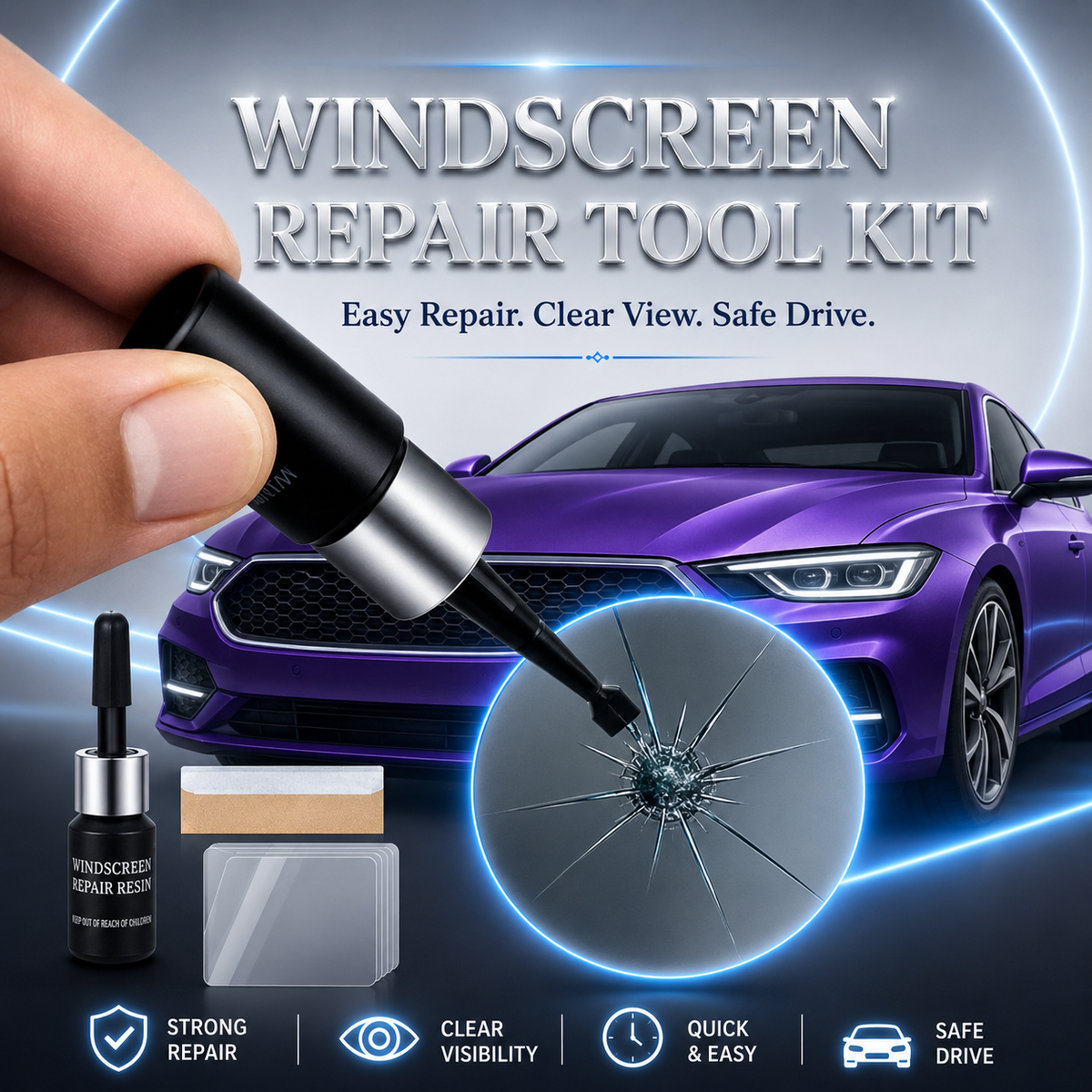 1Piece Glass Crack Nano Repair Fluid For Car Windshield Smooth Application Compact Design Perfect Choice For Vehicle Care - 3ML