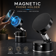 360° Rotating Magnetic Car Phone Holder – Strong Suction Dashboard Mount for All Smartphones